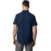Columbia Men’s Rapid Rivers Printed Short Sleeve Shirt, Comfort Stretch(Collegiate Navy Deserted)