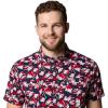 Columbia Men’s Rapid Rivers Printed Short Sleeve Shirt, Comfort Stretch(Collegiate Navy Vined)