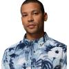 Columbia Men’s Rapid Rivers Printed Short Sleeve Shirt, Comfort Stretch(Collegiate Navy/Flowerblur)