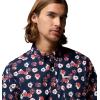 Columbia Men’s Rapid Rivers Printed Short Sleeve Shirt, Comfort Stretch(Collegiate Navy/Floweret)