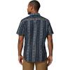 Columbia Men’s Rapid Rivers Printed Short Sleeve Shirt, Comfort Stretch(Collegiate Navy/Wildflower)