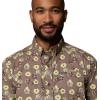 Columbia Men’s Rapid Rivers Printed Short Sleeve Shirt, Comfort Stretch(Iron/Floweret)