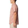 Columbia Men’s Rapid Rivers Printed Short Sleeve Shirt, Comfort Stretch(Pink Agave Areca)