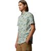 Columbia Men’s Rapid Rivers Printed Short Sleeve Shirt, Comfort Stretch(Safari/Floweret)