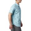 Columbia Men’s Rapid Rivers Printed Short Sleeve Shirt, Comfort Stretch(Sky Blue Camp Supplies Print)