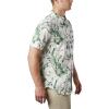 Columbia Men’s Rapid Rivers Printed Short Sleeve Shirt, Comfort Stretch(Thyme Green Magnolia Floral Print)
