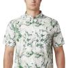Columbia Men’s Rapid Rivers Printed Short Sleeve Shirt, Comfort Stretch(Thyme Green Magnolia Floral Print)