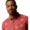 Columbia Men’s Rapid Rivers Printed Short Sleeve Shirt, Comfort Stretch(Washed Red/Macaws)