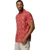 Columbia Men’s Rapid Rivers Printed Short Sleeve Shirt, Comfort Stretch(Washed Red/Macaws)