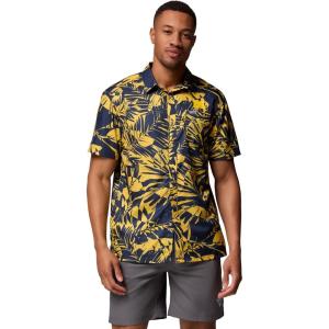 Columbia Men’s Collegiate Super Slack Tide Shirt(Um – Collegiate Navy/Yellow Tropicatch)