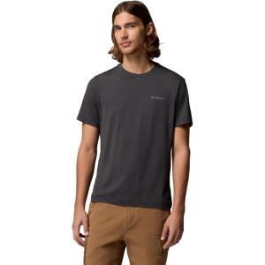 Columbia Mens Parsons Point Short Sleeve Back Graphic Tee(Black Heather/Athletic Gem Badge)