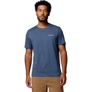 Columbia Mens Parsons Point Short Sleeve Back Graphic Tee(Collegiate Navy Heather/Linear Peaks)