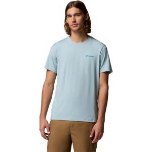 Columbia Mens Parsons Point Short Sleeve Back Graphic Tee(Marine Light Heather/Athletic Gem Badge)
