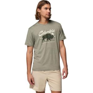 Columbia Mens Parsons Point Short Sleeve Graphic Tee(Stone Green Heather/Retro Roamer)