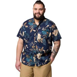 Columbia Men’s Rapid Rivers Printed Short Sleeve Shirt, Comfort Stretch(Collegiate Navy Outbacked)