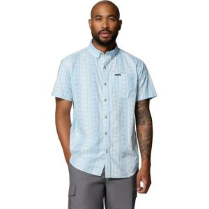 Columbia Men’s Rapid Rivers Printed Short Sleeve Shirt, Comfort Stretch(Marine Light/Wildflower)