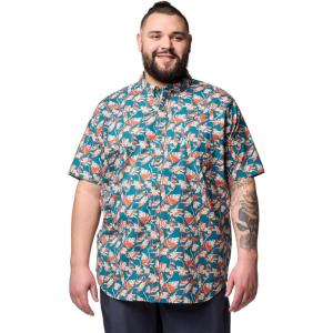 Columbia Men’s Rapid Rivers Printed Short Sleeve Shirt, Comfort Stretch(River Blue Vined)