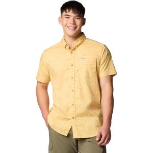 Columbia Men’s Rapid Rivers Printed Short Sleeve Shirt, Comfort Stretch(Sand Dune Deserted)