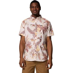Columbia Men’s Rapid Rivers Printed Short Sleeve Shirt, Comfort Stretch(Sea Salt Outbacked)