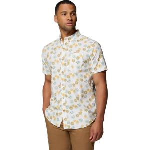Columbia Men’s Rapid Rivers Printed Short Sleeve Shirt, Comfort Stretch(Sea Salt/Floweret)