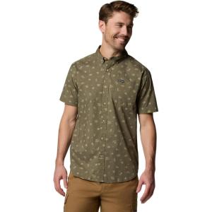 Columbia Men’s Rapid Rivers Printed Short Sleeve Shirt, Comfort Stretch(Stone Green Deserted)