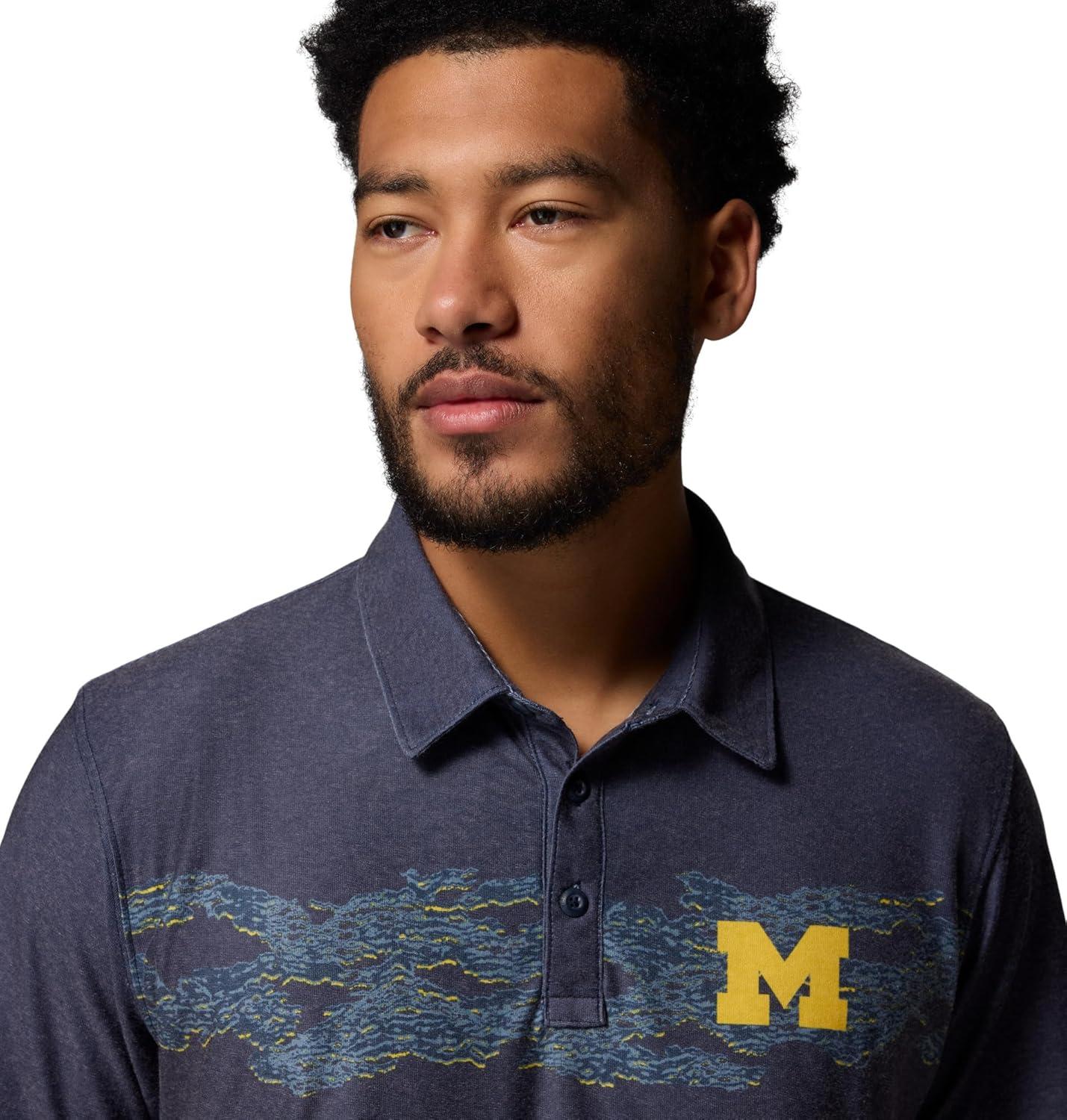 imageColumbia Mens Collegiate Thistletown Hills Printed PoloUm Collegiate Navy