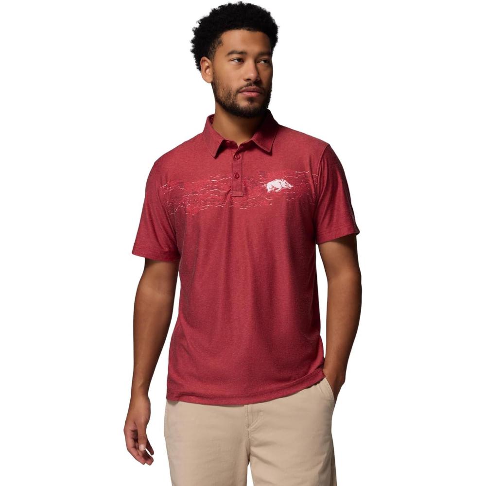 imageColumbia Mens Collegiate Thistletown Hills Printed PoloArk Red Velvet