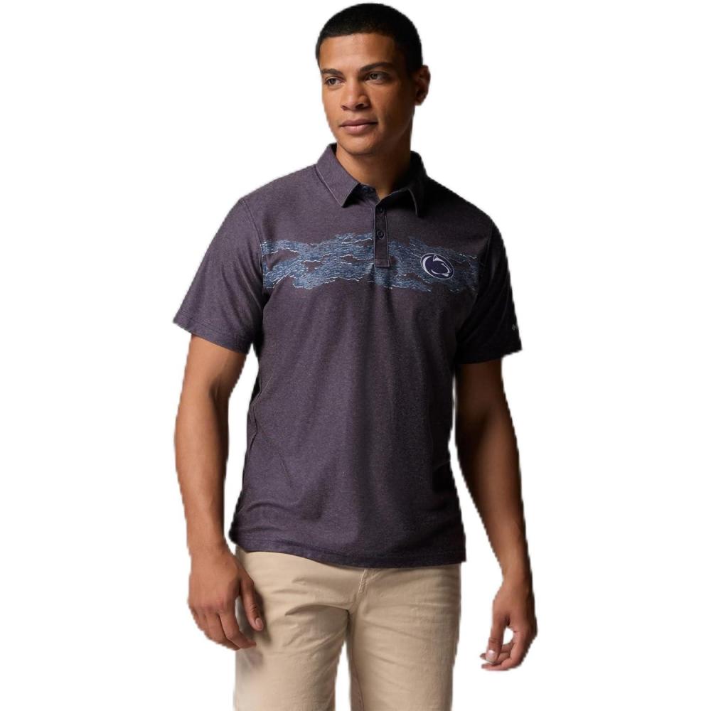 imageColumbia Mens Collegiate Thistletown Hills Printed PoloPsu Collegaite Navy