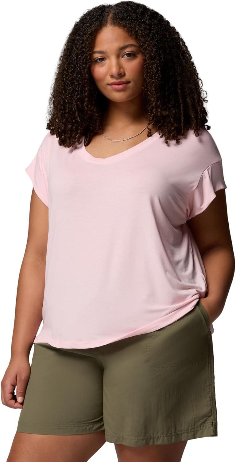 imageColumbia Womens Daniela Falls VNeck Short Sleeve TeeSatin Pink