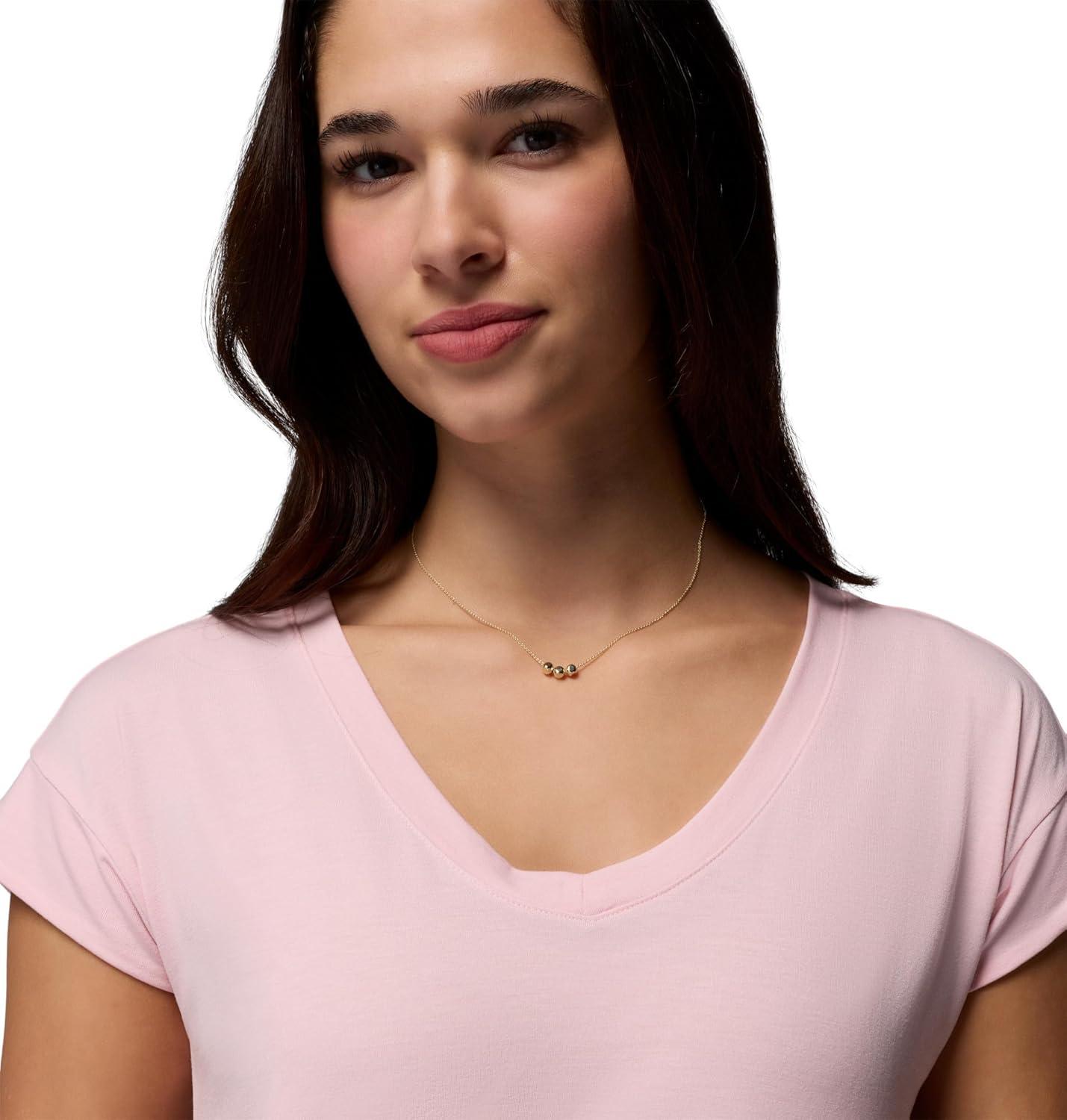 imageColumbia Womens Daniela Falls VNeck Short Sleeve TeeSatin Pink