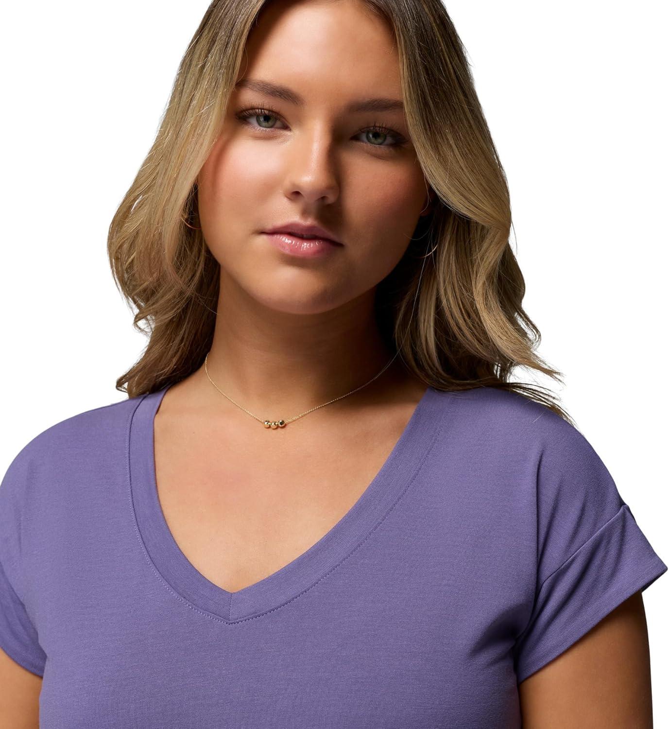 imageColumbia Womens Daniela Falls VNeck Short Sleeve TeeStormwatch