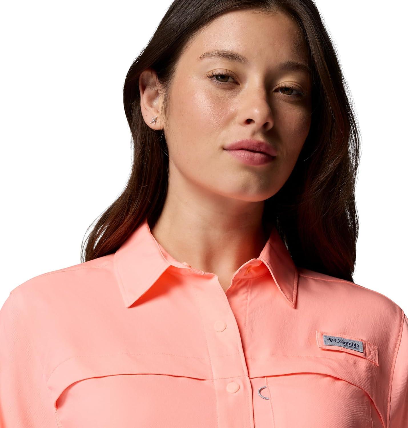 imageColumbia Womens PFG Castback Woven Long SleeveTiki Pink