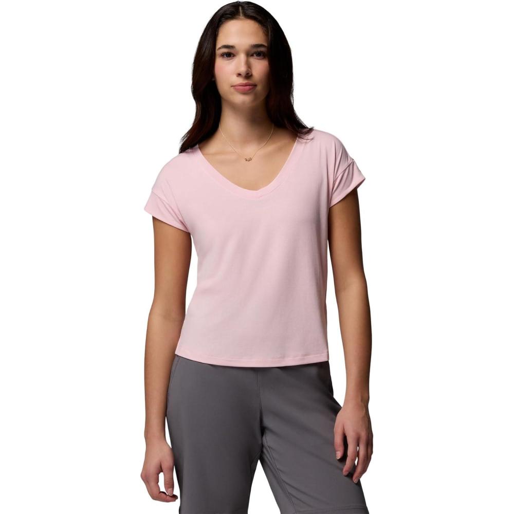 imageColumbia Womens Daniela Falls VNeck Short Sleeve TeeSatin Pink
