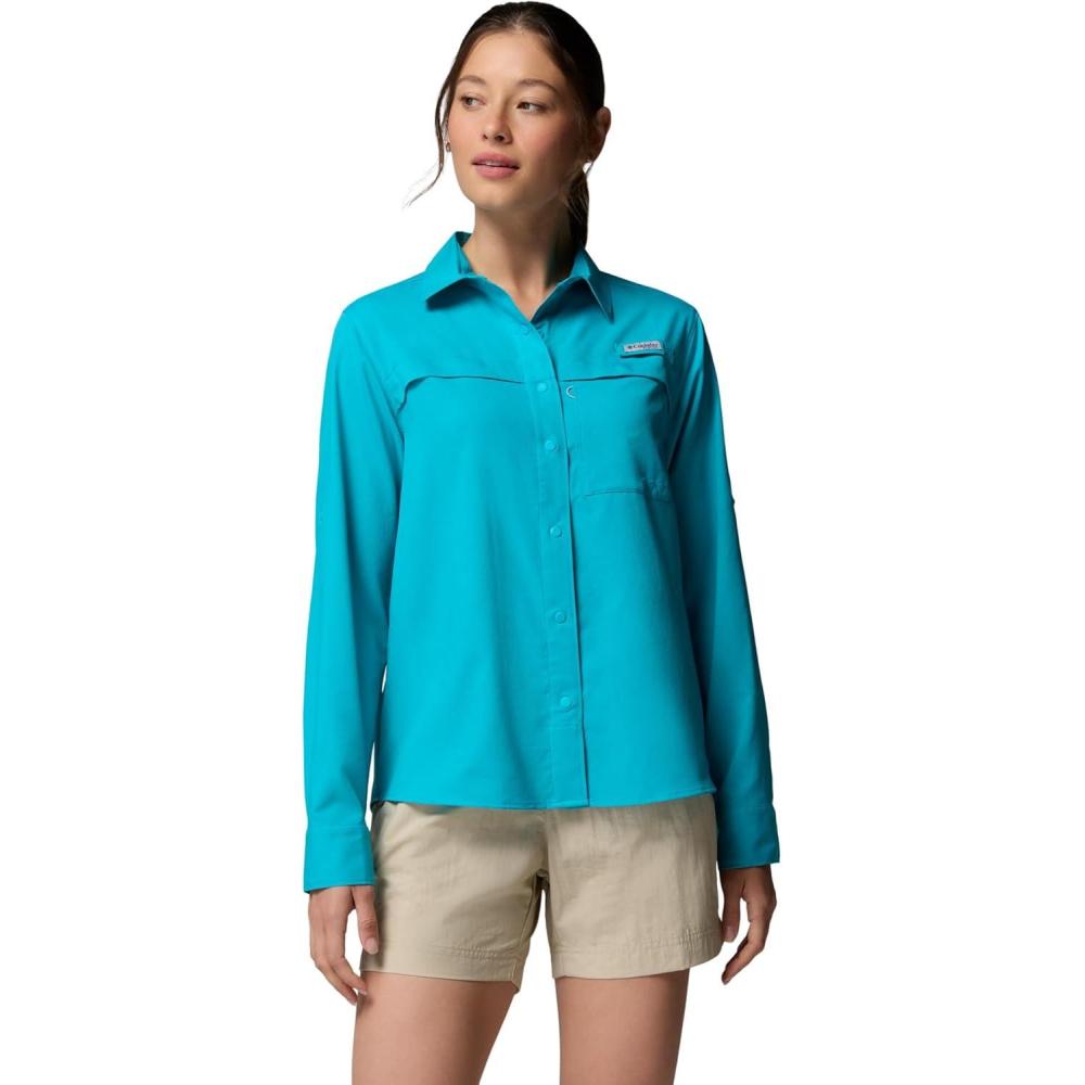 imageColumbia Womens PFG Castback Woven Long SleeveOcean Teal