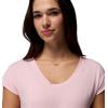 Columbia Womens Daniela Falls V-Neck Short Sleeve Tee(Satin Pink)
