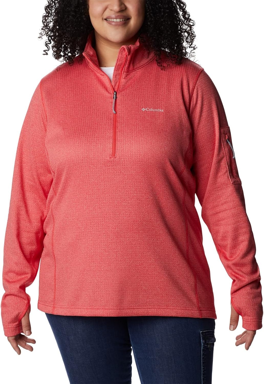 image:imageColumbia Womens Park View Grid Fleece Half ZipRed Hibiscus Heather
