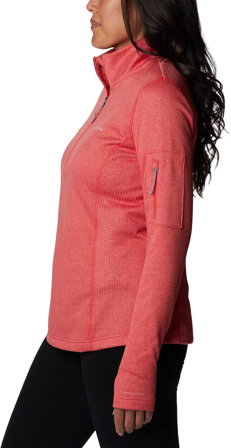 image:imageColumbia Womens Park View Grid Fleece Half ZipRed Hibiscus Heather