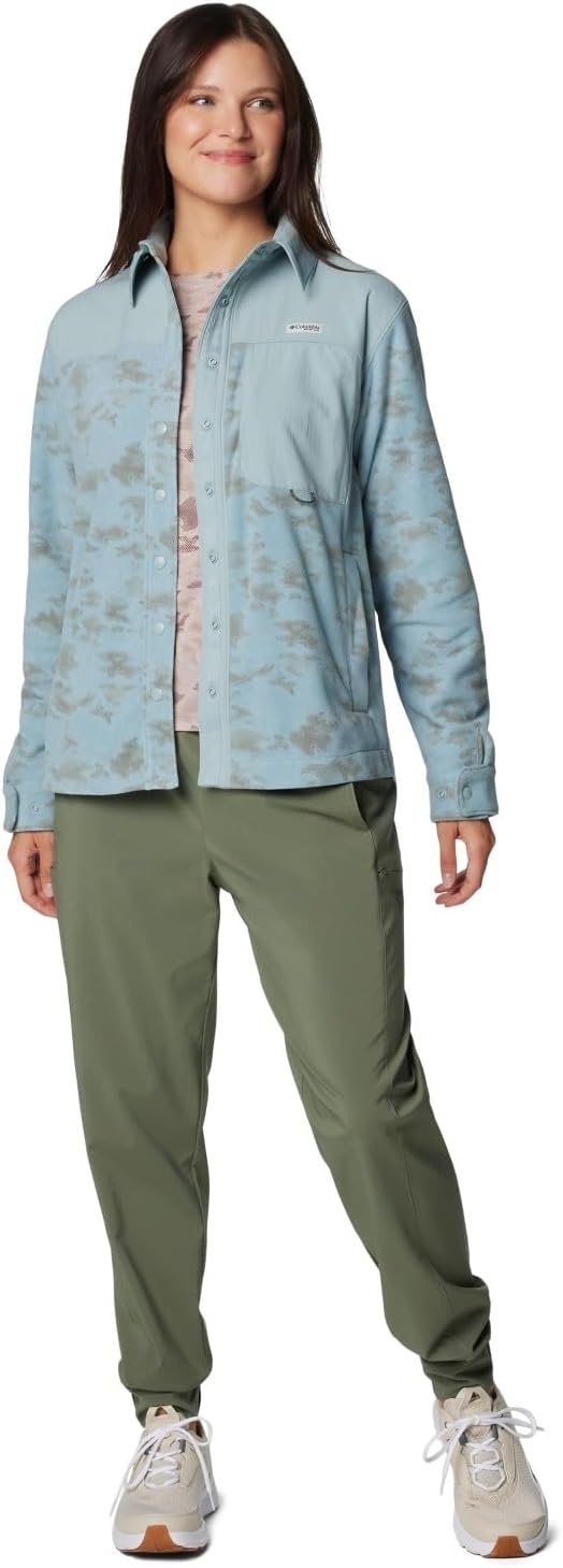 image:imageColumbia Womens Pfg Uncharted Fleece OvershirtCrushed Blue Uncharted Waters