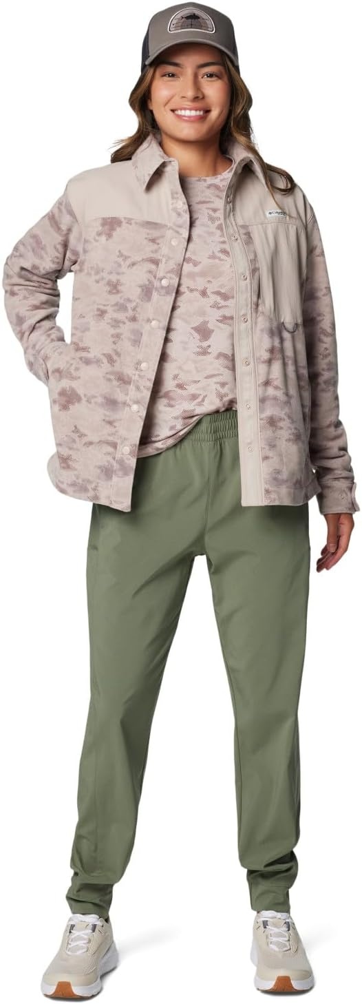 image:imageColumbia Womens Pfg Uncharted Fleece OvershirtCrushed Clay Uncharted Waters