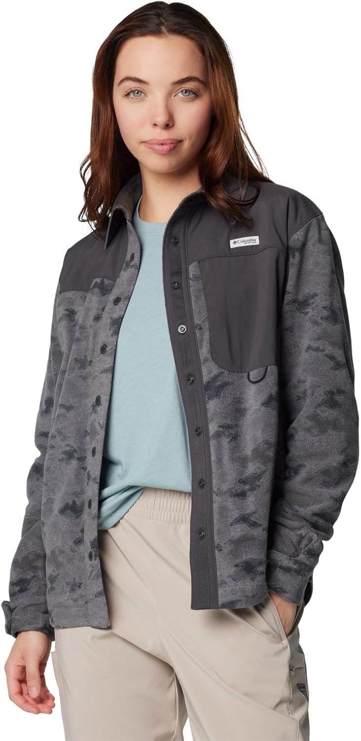 image:imageColumbia Womens Pfg Uncharted Fleece OvershirtShark Uncharted Waters