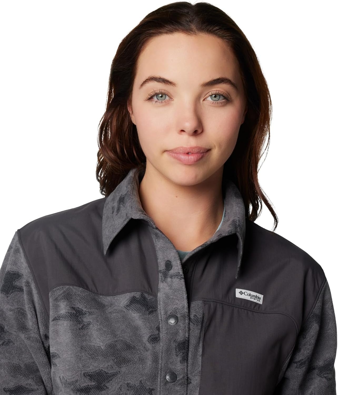 image:imageColumbia Womens Pfg Uncharted Fleece OvershirtShark Uncharted Waters