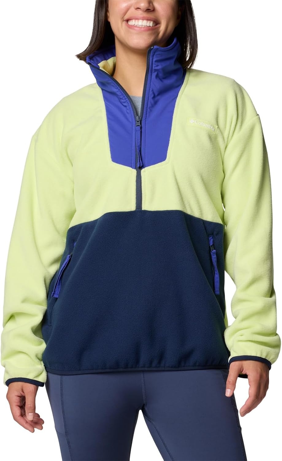 image:imageColumbia Womens Sequoia Grove 12 Zip FleeceSpring YellowClematis BlueCollegiate Navy