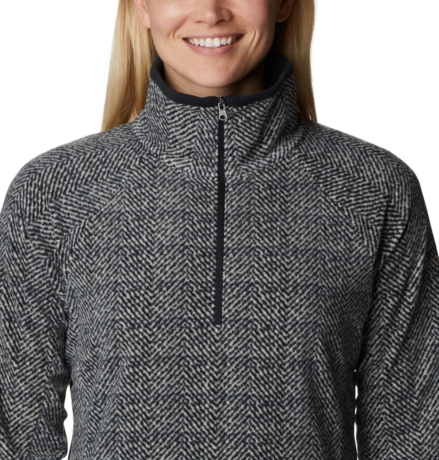 image:imageColumbia womens Glacial Iv Print Half ZipBlack Herringbone Print