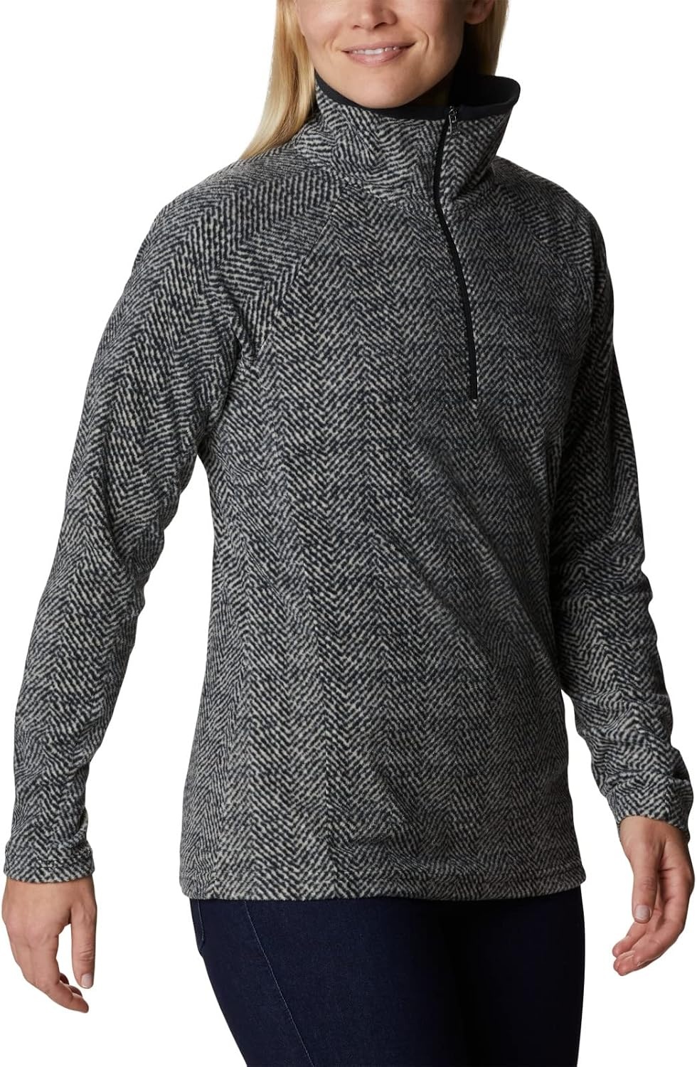image:imageColumbia womens Glacial Iv Print Half ZipBlack Herringbone Print