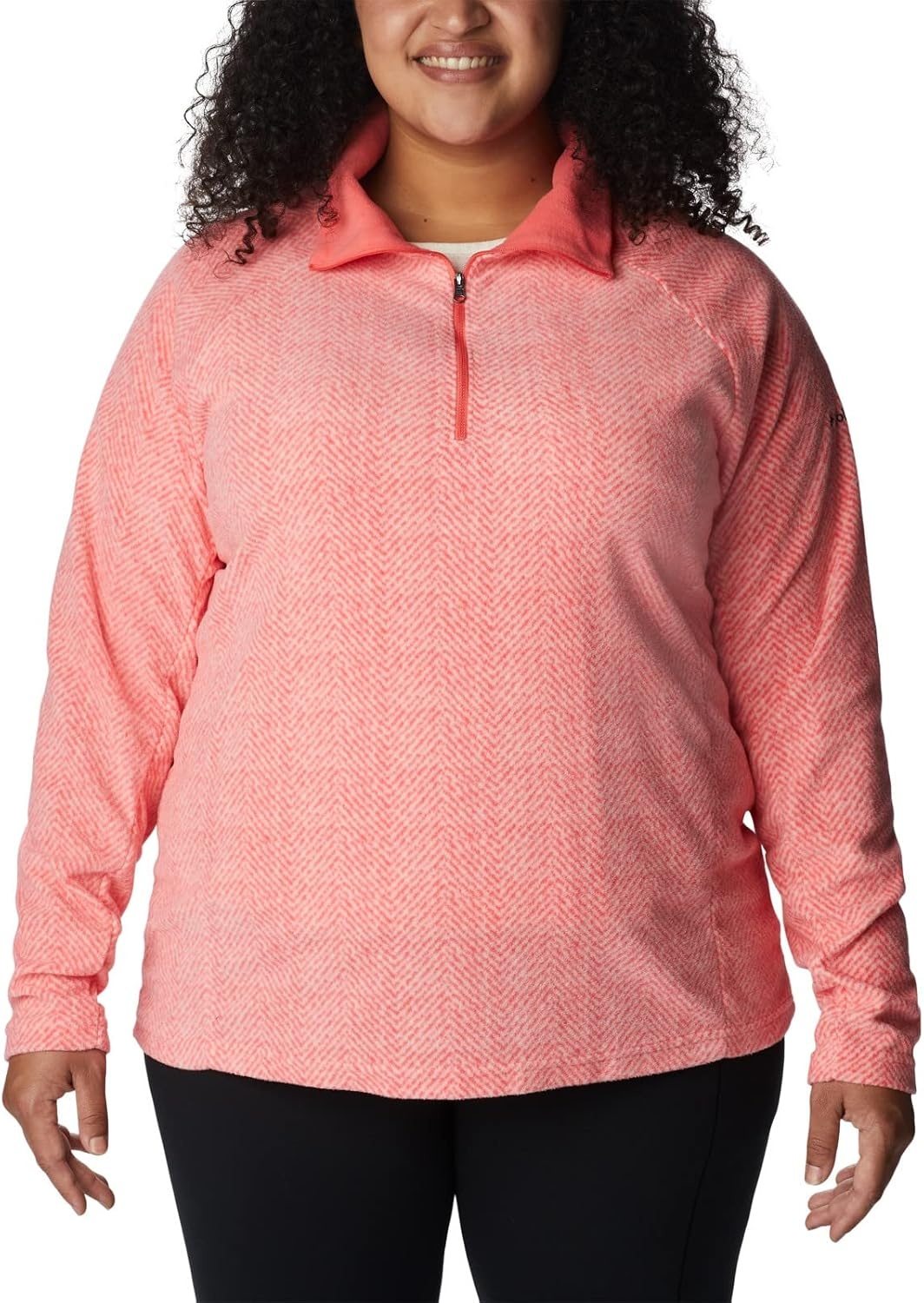 image:imageColumbia womens Glacial Iv Print Half ZipBlush Pink Herringbone Print