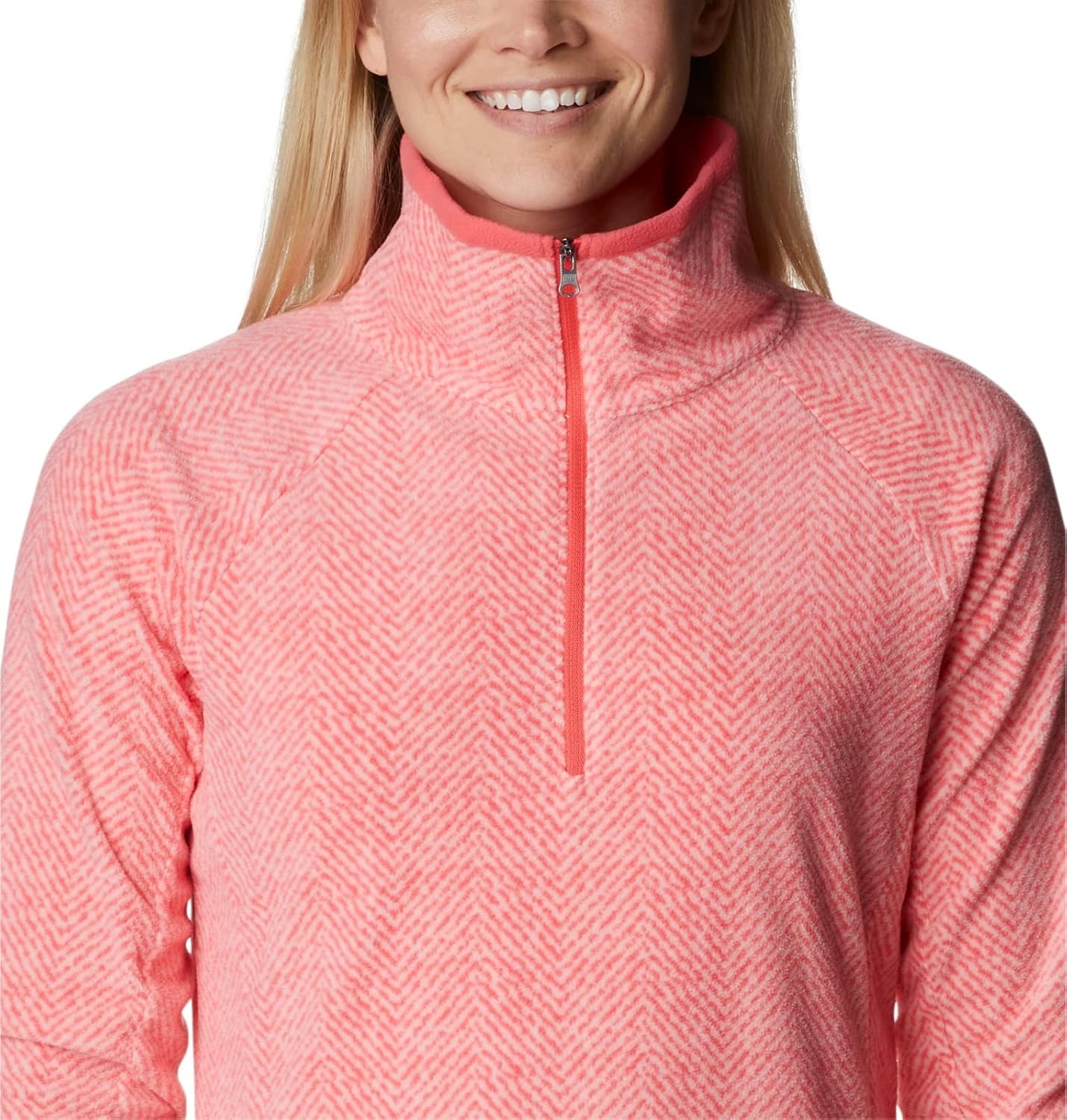image:imageColumbia womens Glacial Iv Print Half ZipBlush Pink Herringbone Print