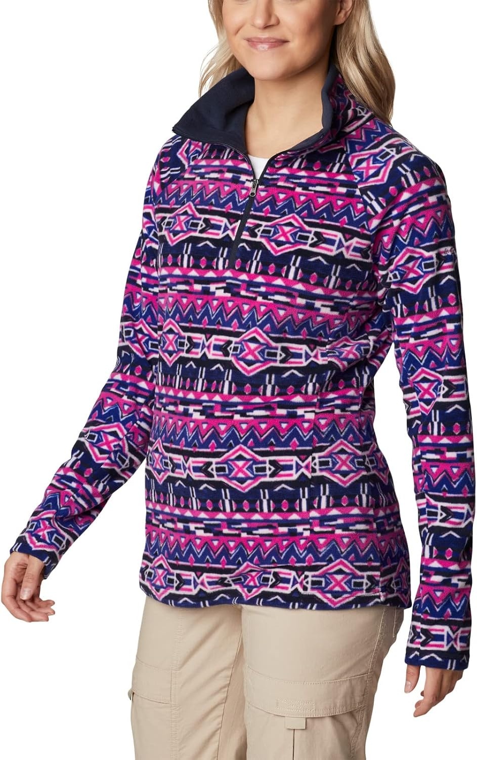 image:imageColumbia womens Glacial Iv Print Half ZipDark Sapphire 80s Stripe Print