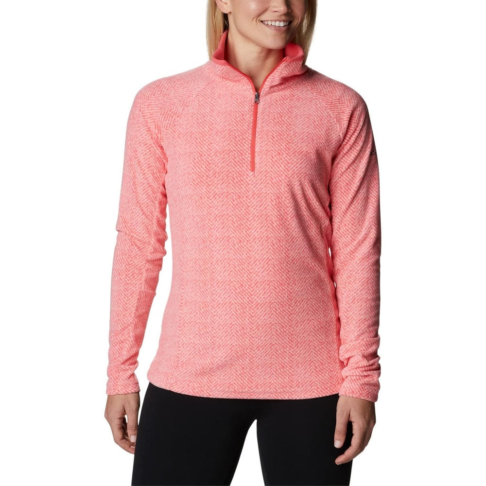 image:imageColumbia womens Glacial Iv Print Half ZipBlush Pink Herringbone Print