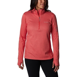Columbia Women’s Park View Grid Fleece Half Zip(Red Hibiscus Heather)