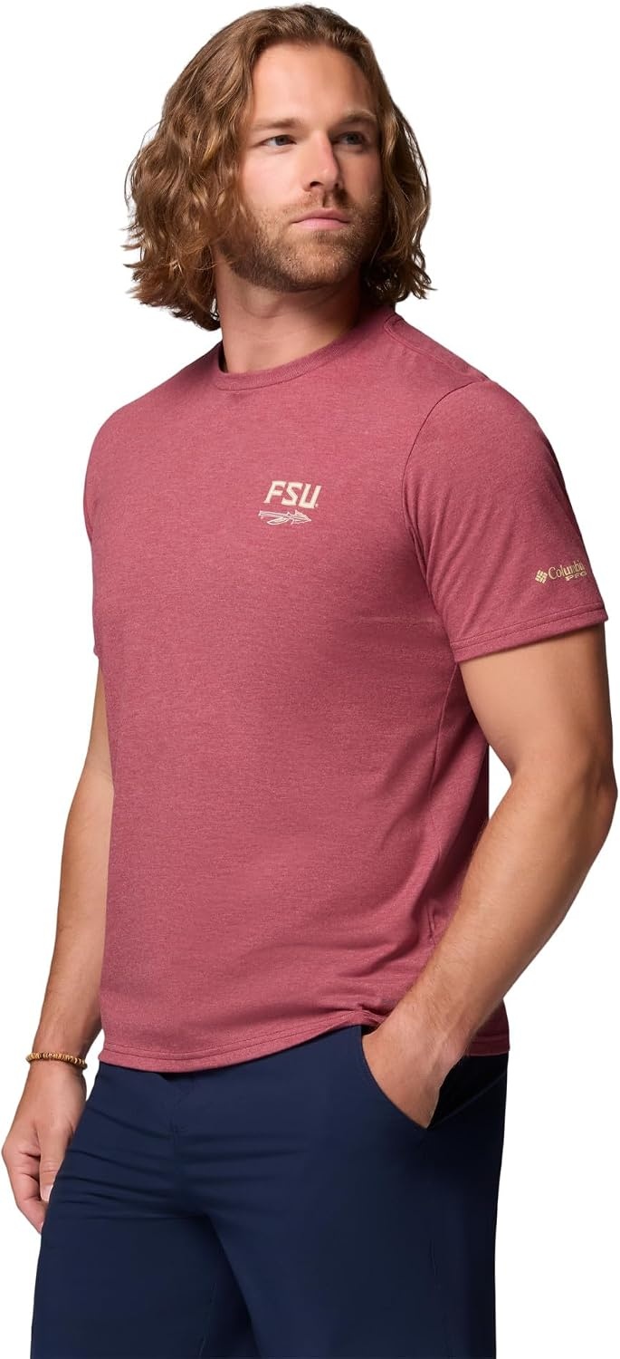 image:imageColumbia Mens Collegiate PFG Tee Short SleeveFsu Cabernet Heather